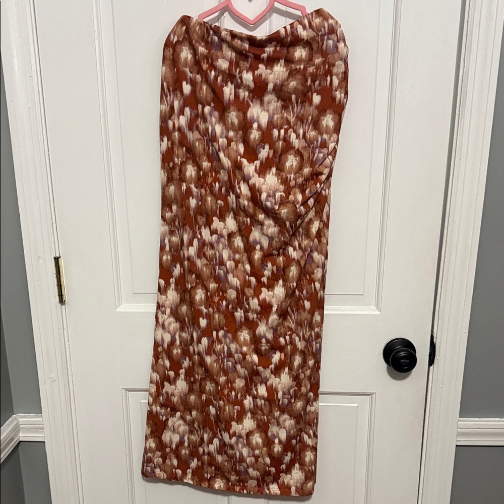 Sage Brown and Cream Patterned Skirt